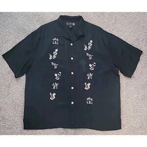 Nat Nast 100% Silk Embroidered Shirt Black XL Luxury Originals GUC